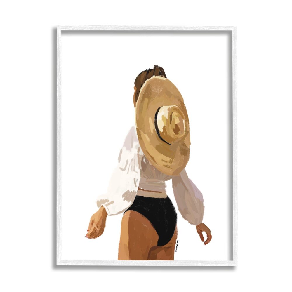 5438 Draped Sun Hat Tropical Summer Vacation Framed Wall Art, Design By